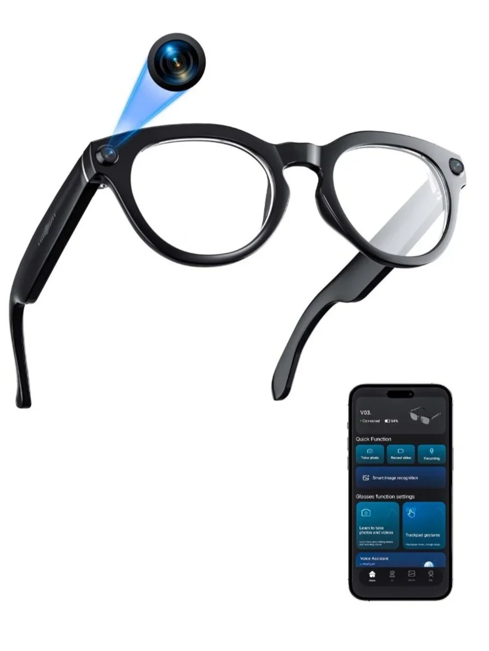AI Smart Glasses with Camera, 8MP Camera, Real-Time Translation in 140+ Language